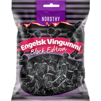 Engelsk vingummi fra Nordthy, Black edition - 300 g
