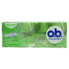 O.B. ProComfort - Super Plus - to esker pakket inn i grønn emballasje, mørkeblå tekst og logo