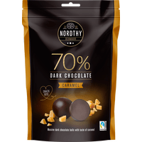 Nordthy 70 % mørke sjokoladekuler med karamellsmak – 110 g