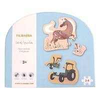 Filibabba Sett med 7 puslespill - Bondegårdsdyr - 1 stk.