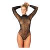 NORTIE Oda Leopard Bunnløs Bodystocking - Sort - 1 stk.