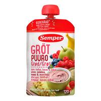 Semper Fruktgrøt m. Eple, Bringebær, Banan & Blåbær 6 mdr. - 120 g.