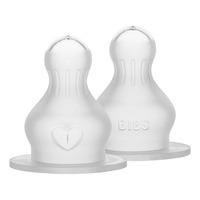 BIBS Baby Bottle Nipple Round Silicone Medium Flow - 2 stk.