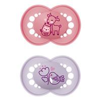 MAM Original Naturgummi Smokk 6-16 mnd., Natur/Rosa - 2 stk.