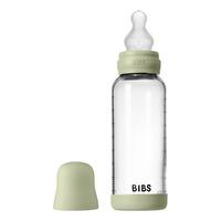 BIBS Glass Baby Bottle Round Silicone 240 ml. Medium Flow Sage - 1 stk.
