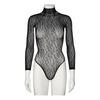 NORTIE Oda Leopard Bunnløs Bodystocking - Sort - 1 stk.
