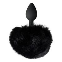 Baseks Furry Bunny Tail Butt Plug Svart